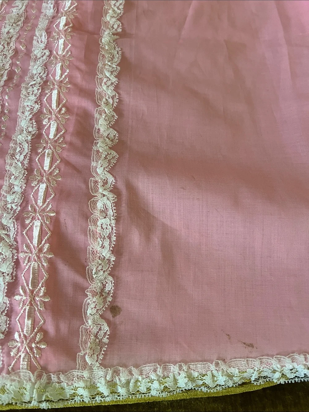 Vintage Pink Sleeveless Babydoll Nightgown with White Lace lingerie coquette - Picture 8 of 13